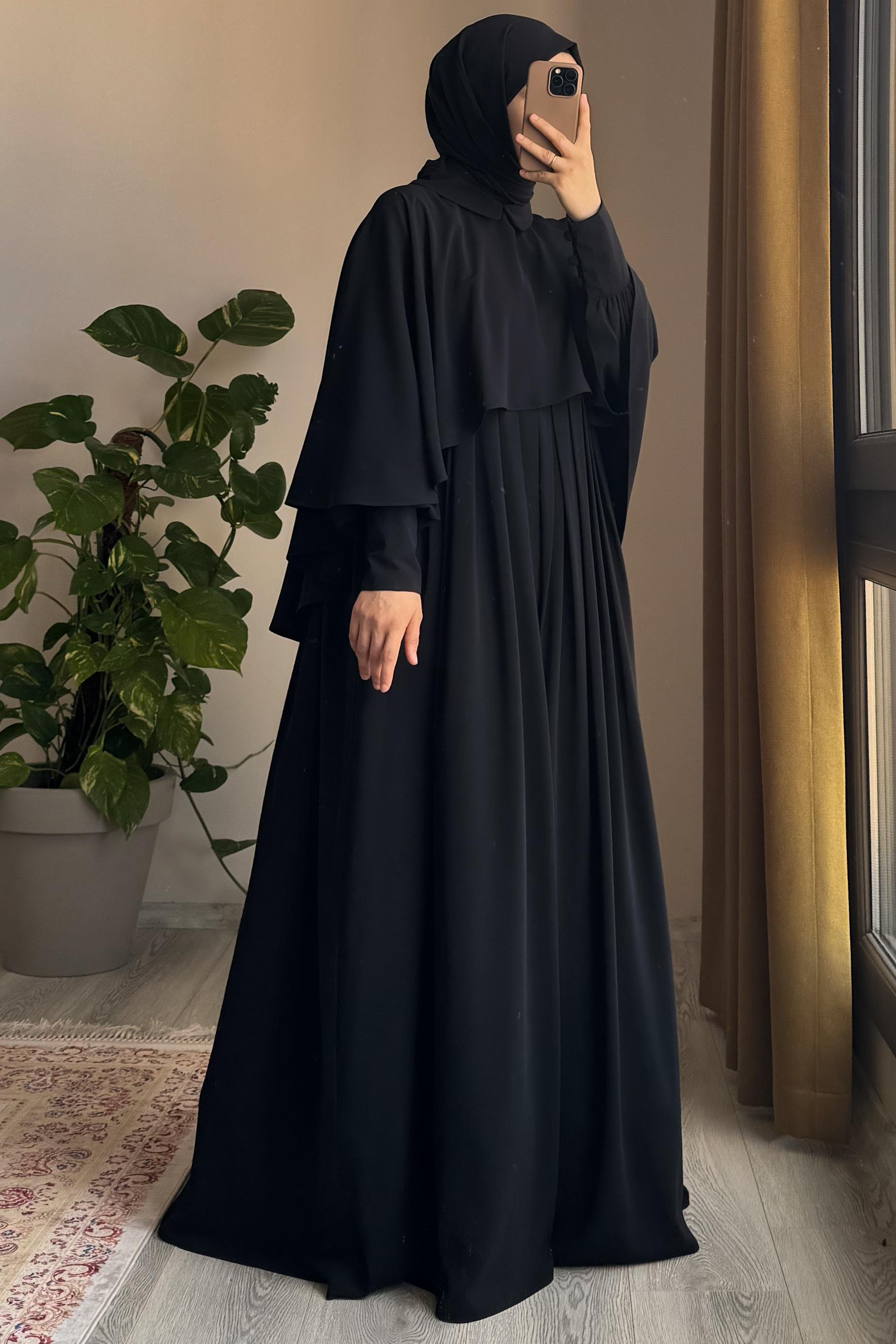 Turkish Cape Abaya in black