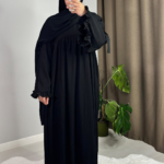 The Ruffle Detail Abaya – Black 1