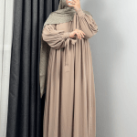 Alya Abaya with Tied Sleeves Beige 2