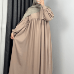 Alya Abaya with Tied Sleeves Beige 2