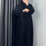 Alya Abaya with Tied Sleeves Black 1