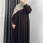 Alya Abaya with Tied Sleeves Coffee 4