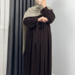 Alya Abaya with Tied Sleeves Coffee 4