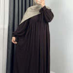 Alya Abaya with Tied Sleeves Coffee 4
