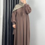 alya Abaya with Tied Sleeves Mink 2