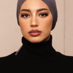 Jet Black Bamboo Jersey Hijab Cap 2