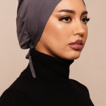 Jet Black Bamboo Jersey Hijab Cap 2
