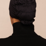 Jet Black Scrunchie Bamboo Jersey Hijab Cap 1