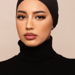 Jet Black Scrunchie Bamboo Jersey Hijab Cap 1
