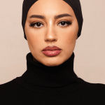 Jet Black Scrunchie Bamboo Jersey Hijab Cap 1