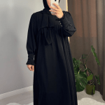 Mira Abaya Modern Black Cuffed Sleeves 2