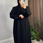 Mira Abaya Modern Black Cuffed Sleeves 2