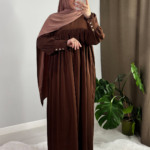 Mira Abaya Modern Brown Cuffed Sleeves 2