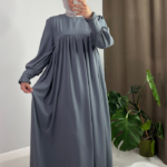 Mira Abaya Modern Grey Cuffed Sleeves 1