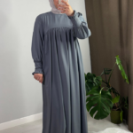 Mira Abaya Modern Grey Cuffed Sleeves 1