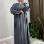 Mira Abaya Modern Grey Cuffed Sleeves 1