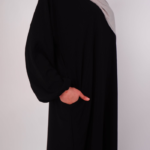 Plain Closed Abaya in Black 1