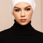 Pure White Bamboo Jersey Hijab Cap 2