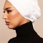 Pure White Scrunchie Bamboo Jersey Hijab Cap 1