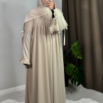 The Ruffle Detail Abaya – Sand 3